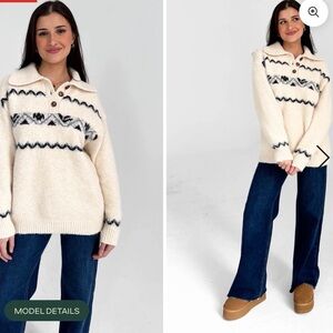 Grey Bandit - Quarter- Button Sweater M